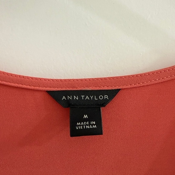Ann Taylor Coral Ruched Sleeve Blouse - Picture 2 of 3